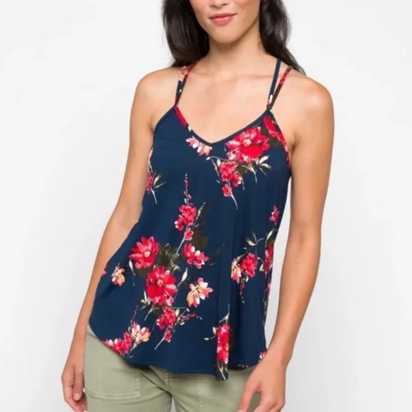 Papermoon Women’s Navy Floral Tank Top 1X - Picture 1 of 9